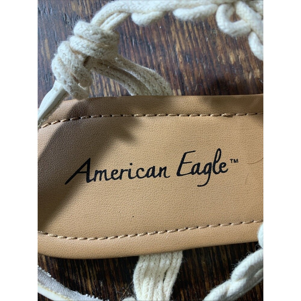 American Eagle Crocheted Cream Sandals Womens 9.5 Thong Summer Boho Beach Cute - Picture 7 of 8